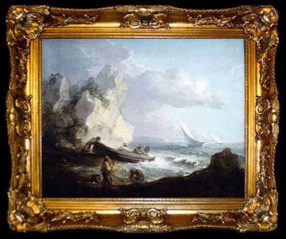 framed  Thomas Gainsborough Seashore with Fishermen, ta009-2